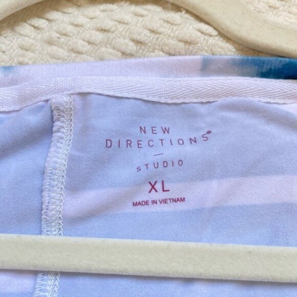 New Directions Studio Teal & White Tie-Dye Sleeveless Tank Top XL Polyester/Span - Picture 2 of 4